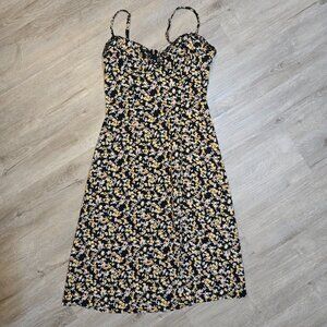 Forever 21 Women's Sexy Black Floral Sleeveless Front Slit Dress Small S NWT